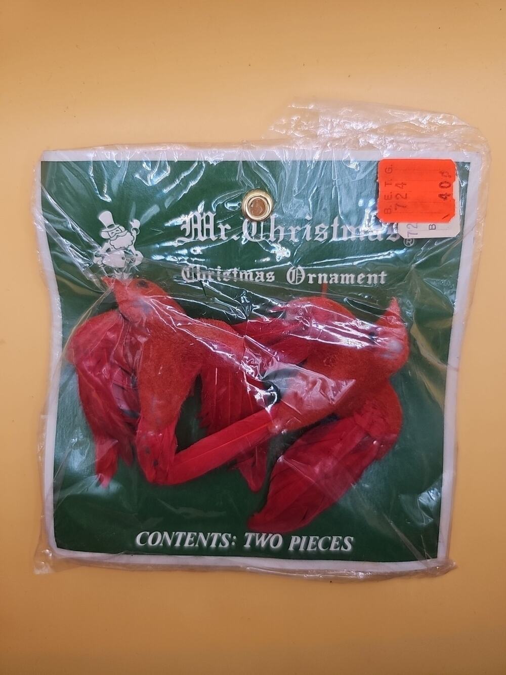 VINTAGE MR. CHRISTMAS RED BIRDS CHRISTMAS ORNAMENTS